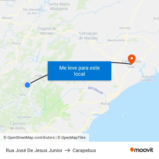Rua José De Jesus Junior to Carapebus map