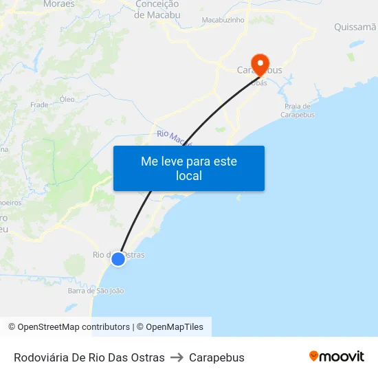 Rodoviária De Rio Das Ostras to Carapebus map