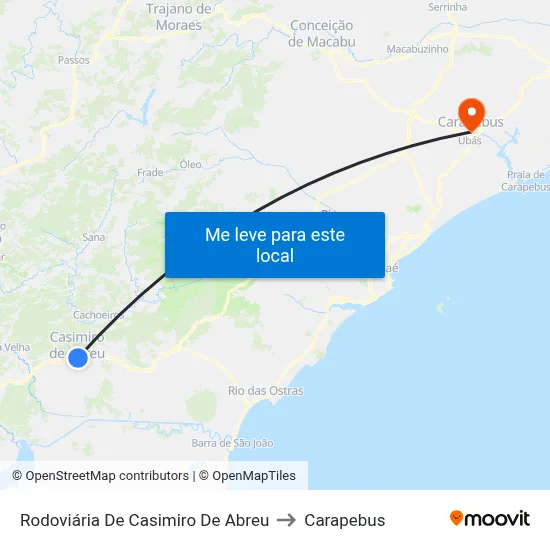Rodoviária De Casimiro De Abreu to Carapebus map