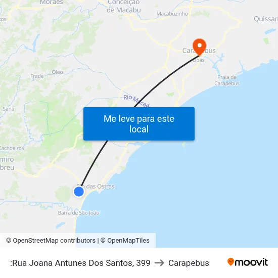 :Rua Joana Antunes Dos Santos, 399 to Carapebus map