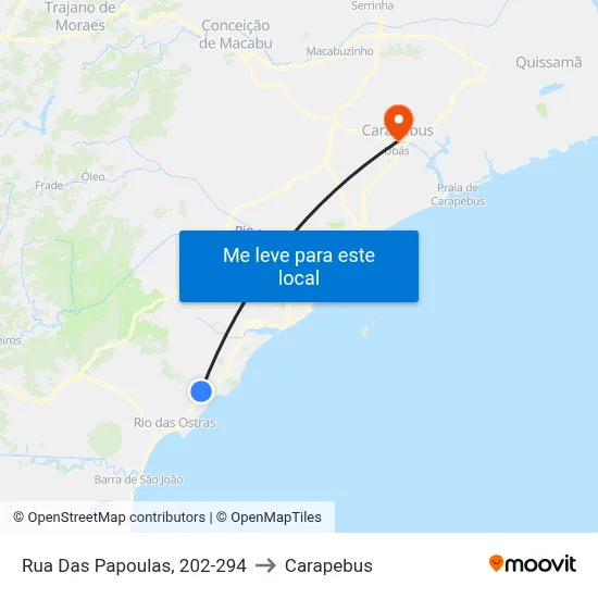 Rua Das Papoulas, 202-294 to Carapebus map