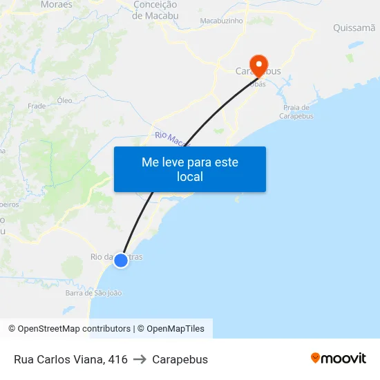Rua Carlos Viana, 416 to Carapebus map