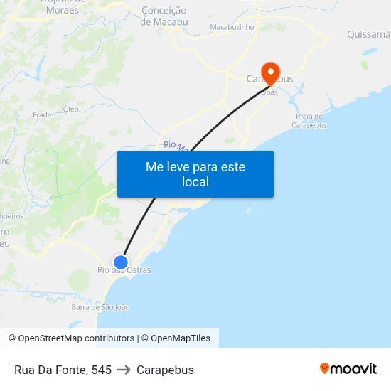 Rua Da Fonte, 545 to Carapebus map