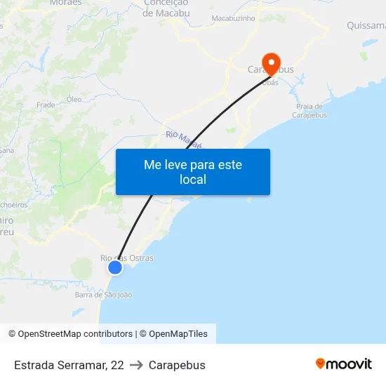 Estrada Serramar, 22 to Carapebus map
