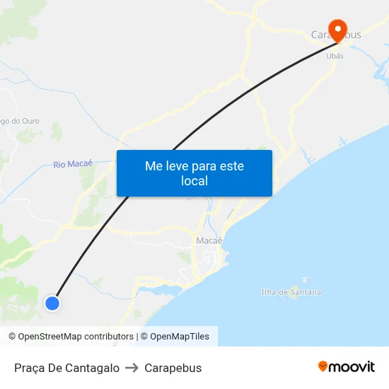 Praça De Cantagalo to Carapebus map