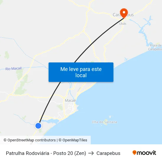 Patrulha Rodoviária - Posto 20 (Zen) to Carapebus map