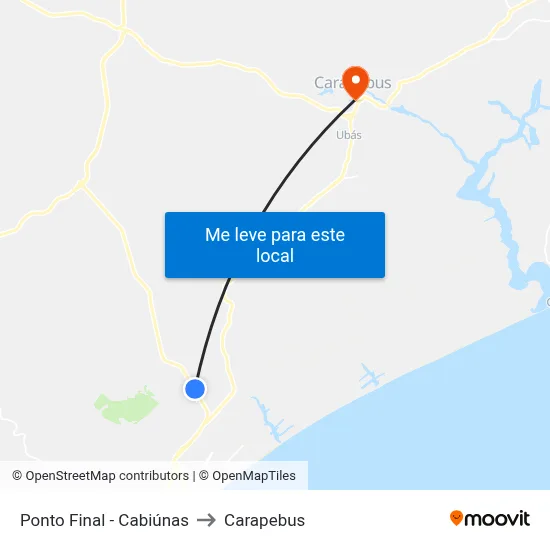 Ponto Final - Cabiúnas to Carapebus map
