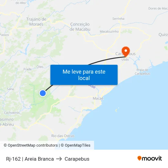 Rj-162 | Areia Branca to Carapebus map