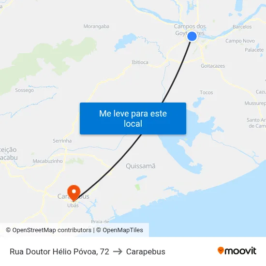 Rua Doutor Hélio Póvoa, 72 to Carapebus map