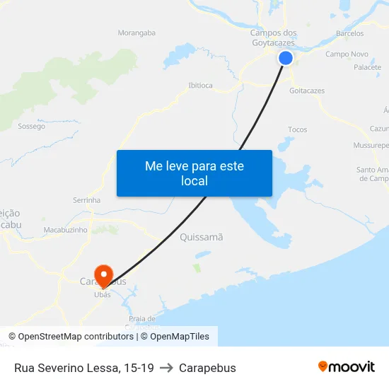 Rua Severino Lessa, 15-19 to Carapebus map
