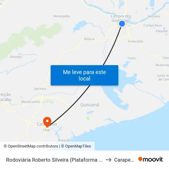 Rodoviária Roberto Silveira (Plataforma Externa) to Carapebus map