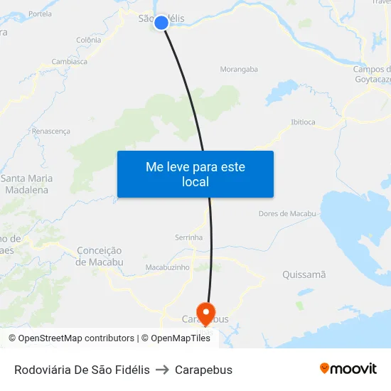 Rodoviária De São Fidélis to Carapebus map