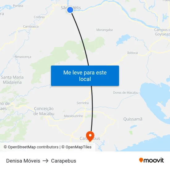 Denisa Móveis to Carapebus map