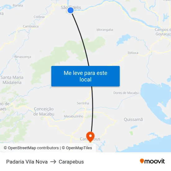 Padaria Vila Nova to Carapebus map