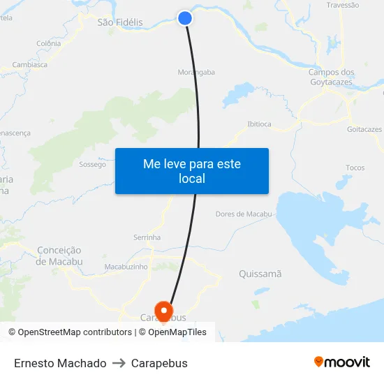 Ernesto Machado to Carapebus map