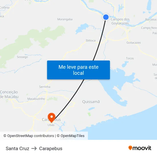 Santa Cruz to Carapebus map
