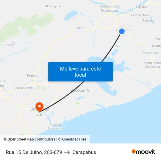 Rua 15 De Julho, 203-679 to Carapebus map
