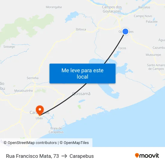 Rua Francisco Mata, 73 to Carapebus map