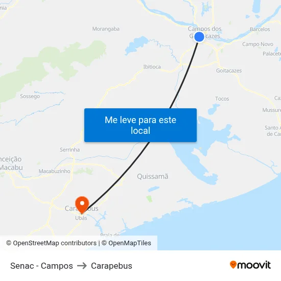 Senac - Campos to Carapebus map