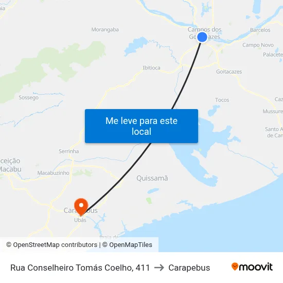 Rua Conselheiro Tomás Coelho, 411 to Carapebus map