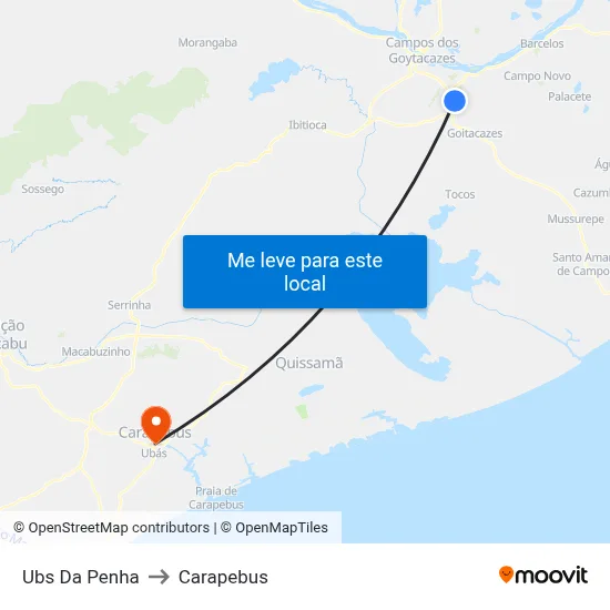 Ubs Da Penha to Carapebus map