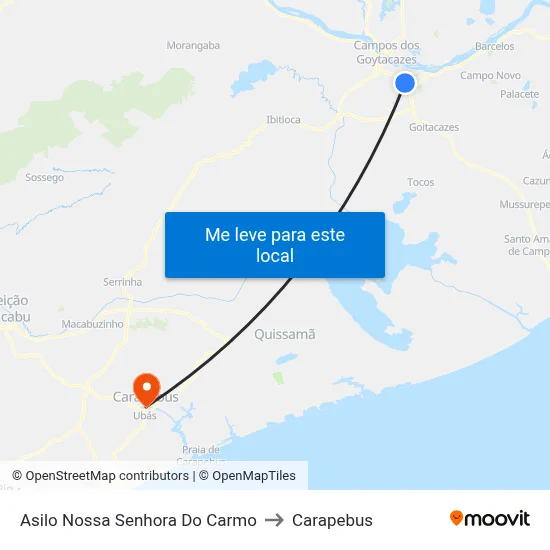 Asilo Nossa Senhora Do Carmo to Carapebus map