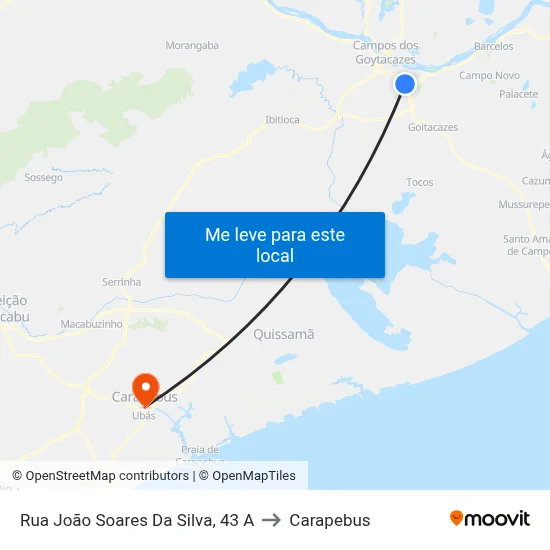 Rua João Soares Da Silva, 43 A to Carapebus map