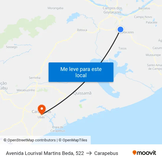 Avenida Lourival Martins Beda, 522 to Carapebus map