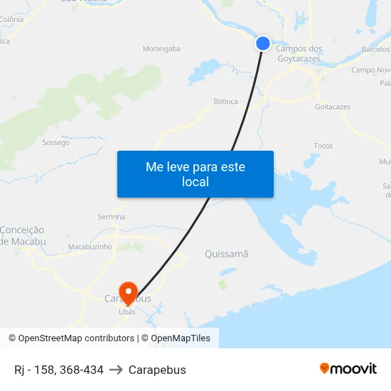 Rj - 158, 368-434 to Carapebus map