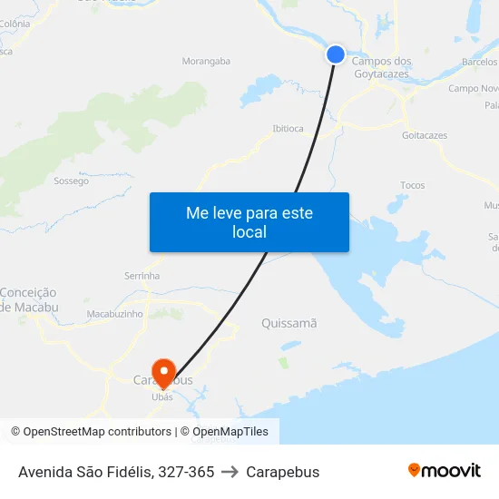 Avenida São Fidélis, 327-365 to Carapebus map