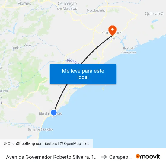Avenida Governador Roberto Silveira, 110 to Carapebus map