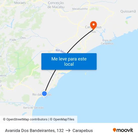 Avanida Dos Bandeirantes, 132 to Carapebus map