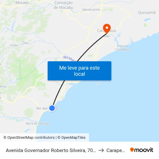 Avenida Governador Roberto Silveira, 700-764 to Carapebus map