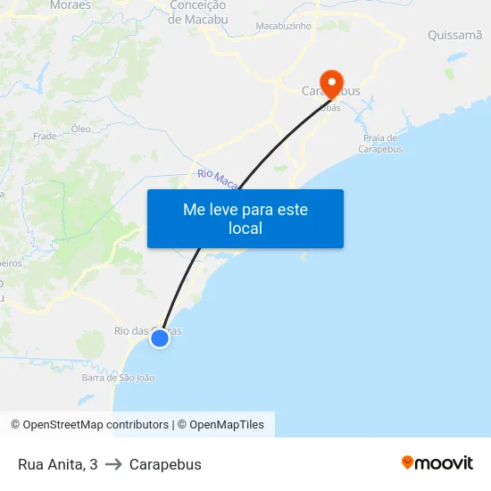 Rua Anita, 3 to Carapebus map