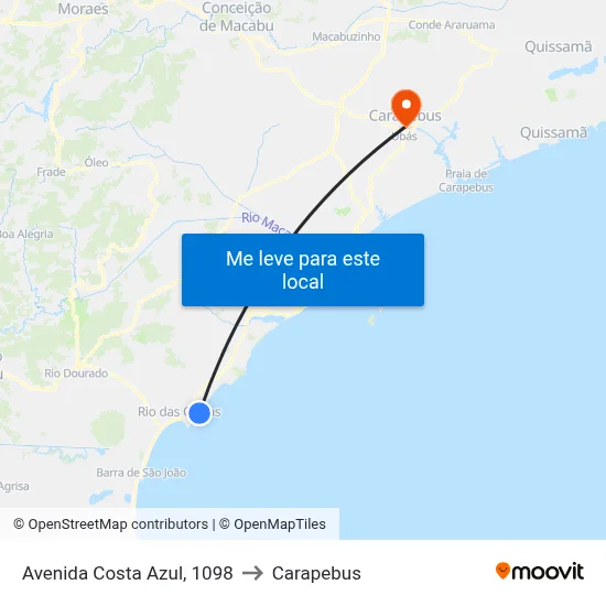 Avenida Costa Azul, 1098 to Carapebus map