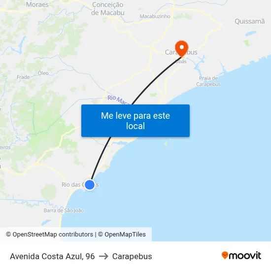 Avenida Costa Azul, 96 to Carapebus map