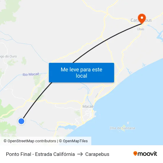 Ponto Final - Estrada Califórnia to Carapebus map
