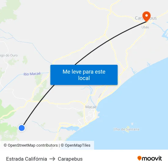 Estrada Califórnia to Carapebus map