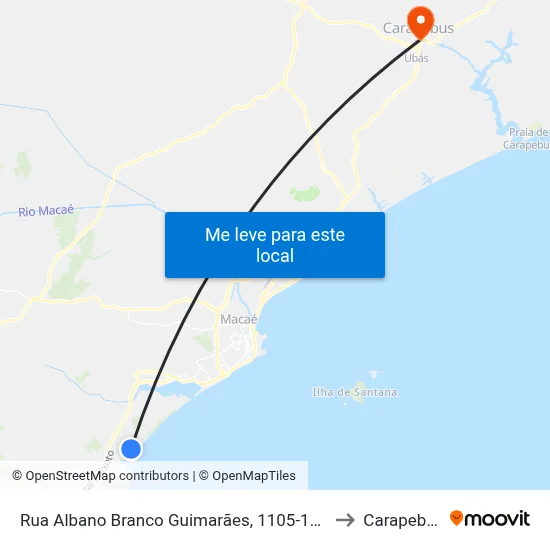 Rua Albano Branco Guimarães, 1105-1323 to Carapebus map