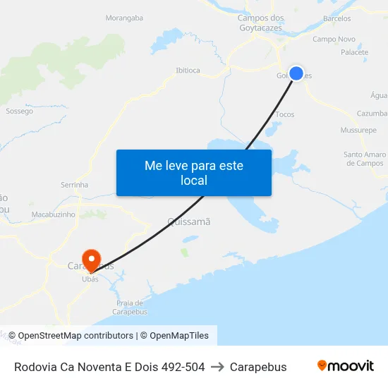 Rodovia Ca Noventa E Dois 492-504 to Carapebus map