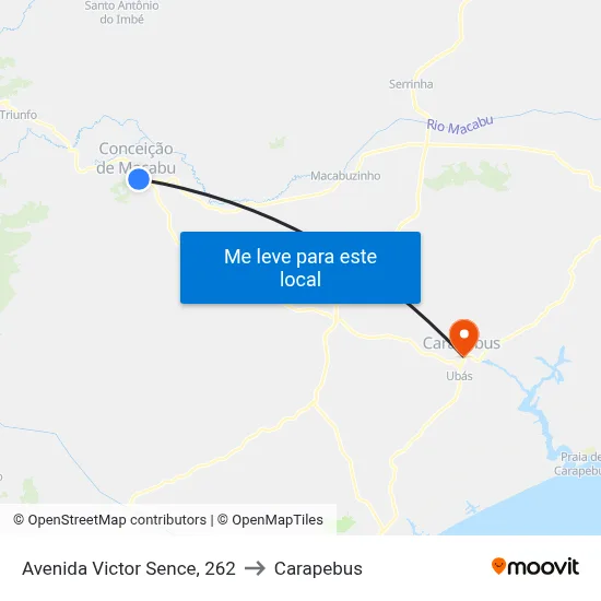 Avenida Victor Sence, 262 to Carapebus map