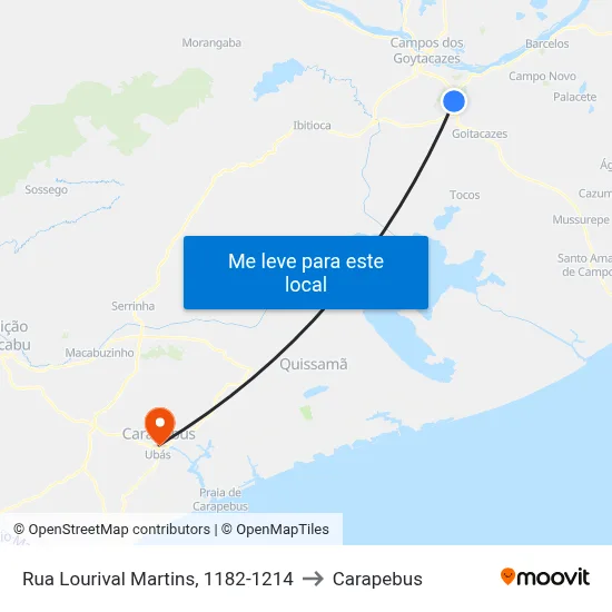 Rua Lourival Martins, 1182-1214 to Carapebus map