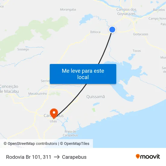 Rodovia Br 101, 311 to Carapebus map
