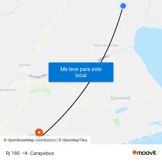Rj 180 to Carapebus map