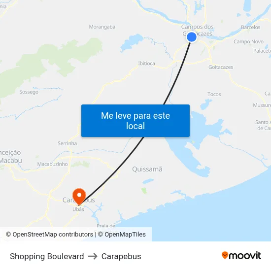 Shopping Boulevard to Carapebus map