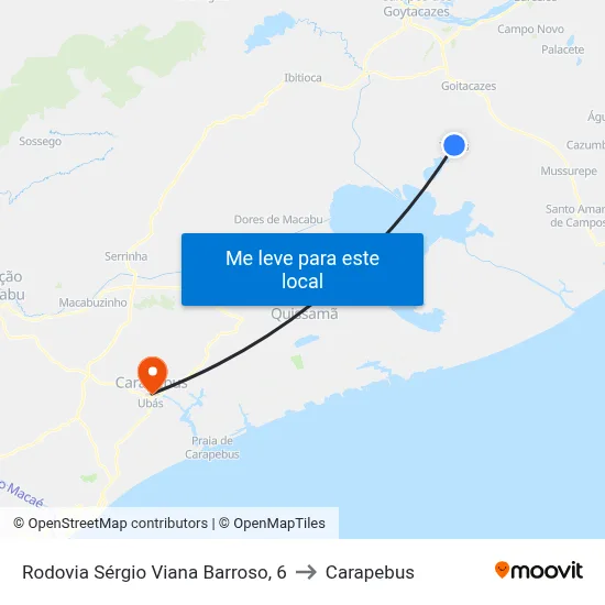 Rodovia Sérgio Viana Barroso, 6 to Carapebus map