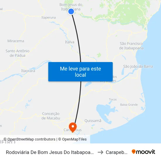 Rodoviária De Bom Jesus Do Itabapoana to Carapebus map