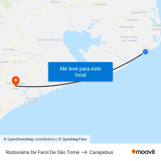 Rodoviária De Farol De São Tomé to Carapebus map