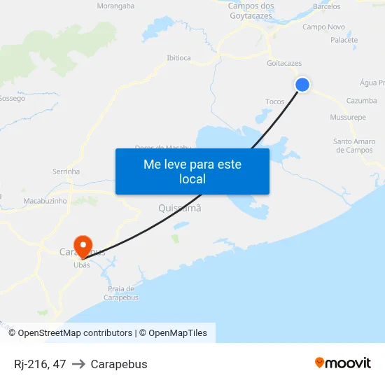 Rj-216, 47 to Carapebus map