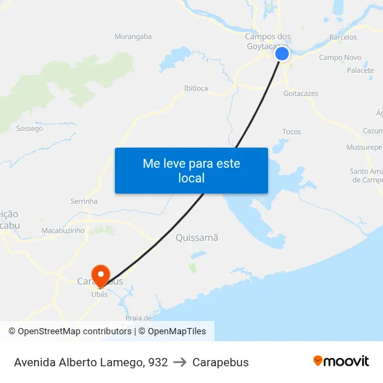 Avenida Alberto Lamego, 932 to Carapebus map